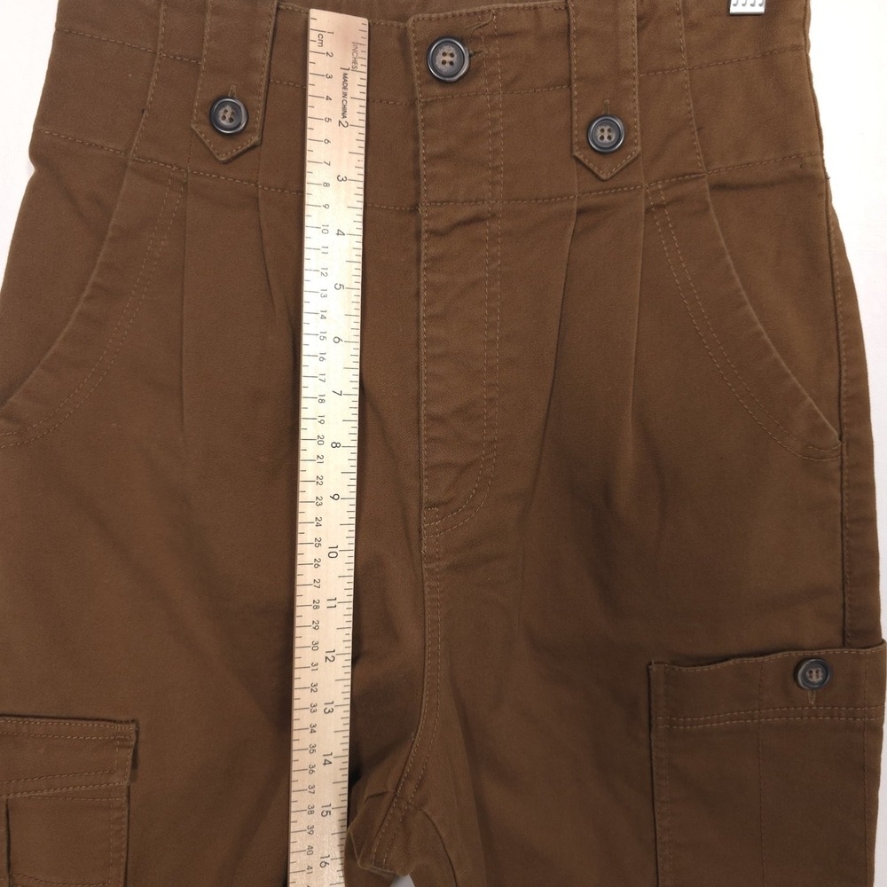 FREE PEOPLE Cargo Pants Brown High Rise Utility‎ Pockets Cropped Women Small - Picture 5 of 12